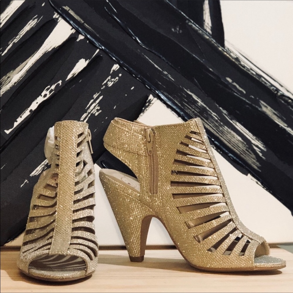 Gold and silver Bootie heels